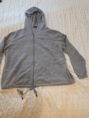 Women's Peserico Light Gray Zip-Up Hooded Sweater